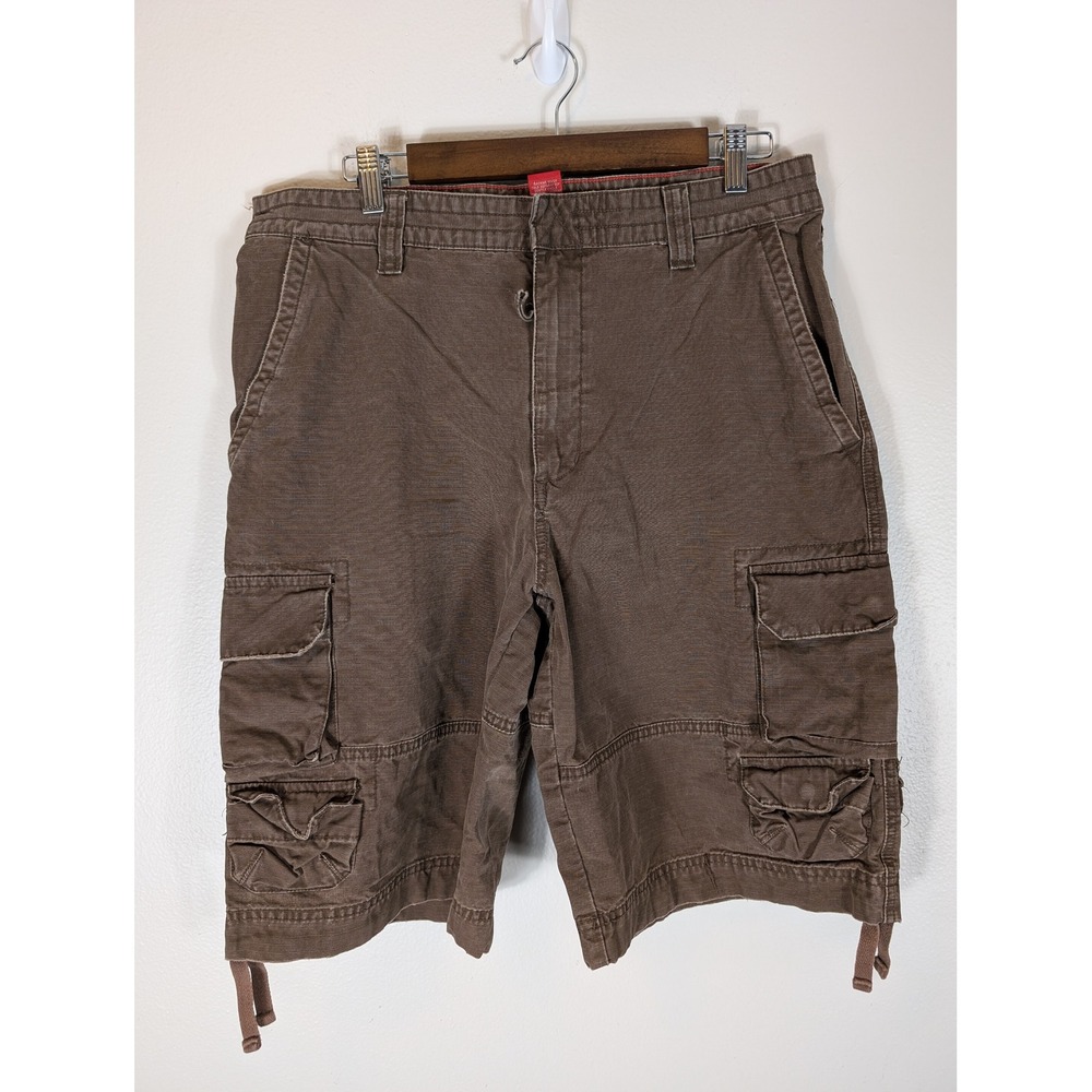 Mossimo Cargo Supply Mens 34 Brown Ripstop Utility Shorts Cotton Multi-Pocket
